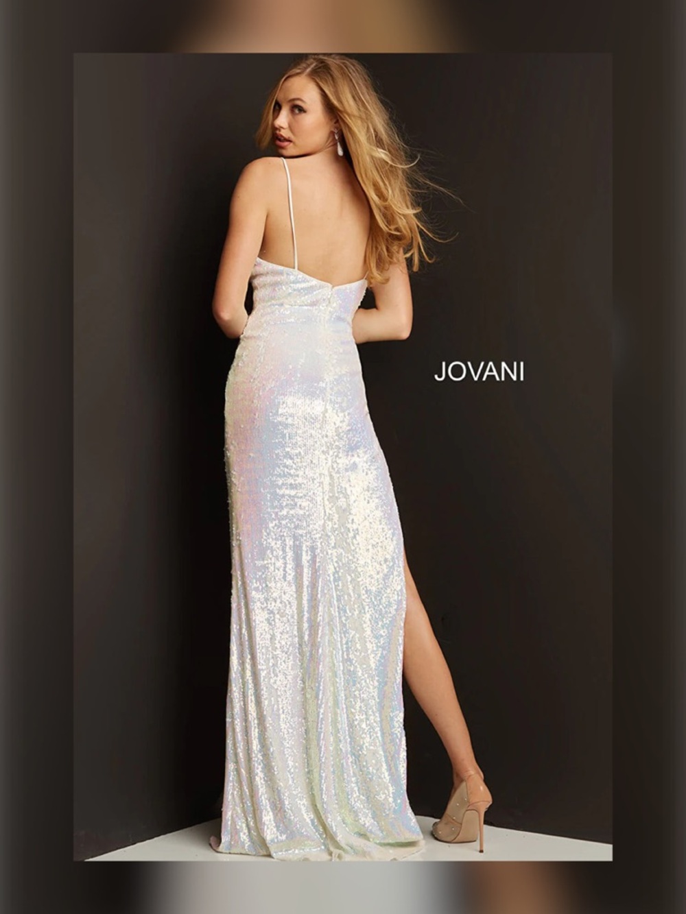 Jovani Sequin Plunging V-neck Gown - Picture 4 of 4